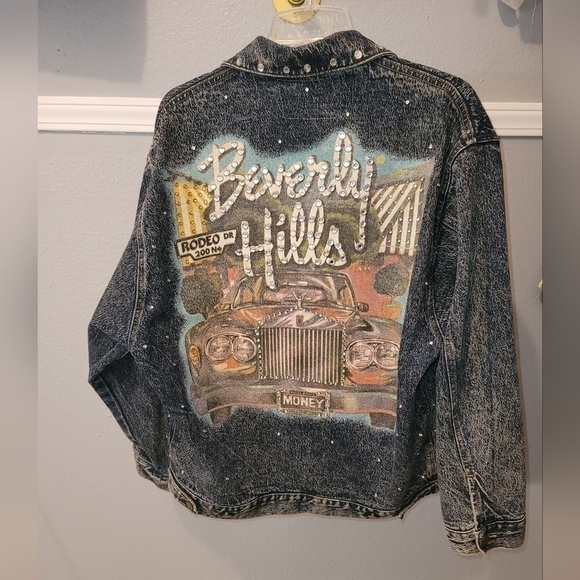 DENIM Vintage Hand painted  Jacket - Picture 1 of 14